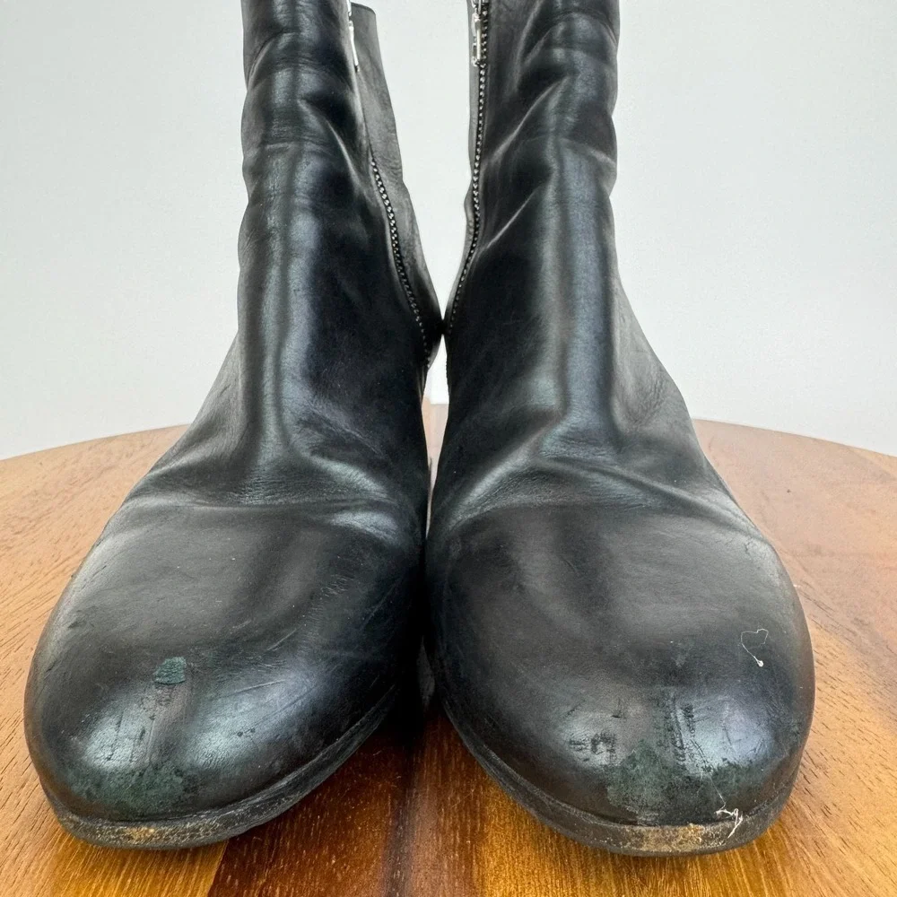 Womens‎ Dries Van Noten Black Lather Heeled Ankle Boots Booties Size 38 US 8 GUC